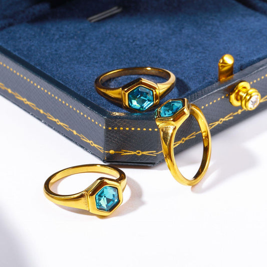 Emerald Honeycomb Zircon Ring | Boho Statement Jewelry | Same Anthem