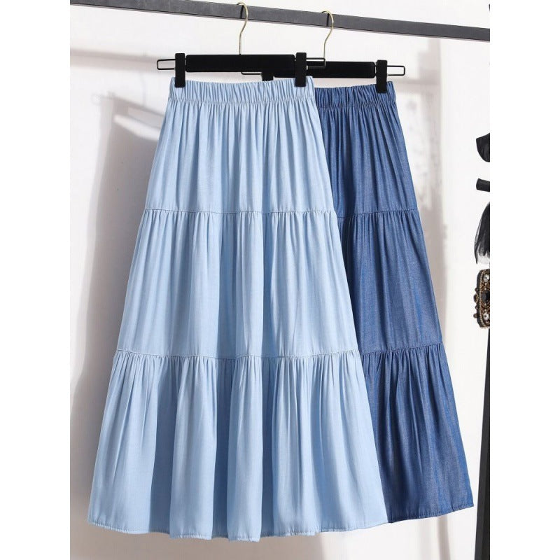 encel A-Line Denim Skirt – Dreamy Silky Style for Soulmates | Same ANTHEM