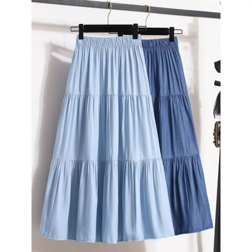 encel A-Line Denim Skirt – Dreamy Silky Style for Soulmates | Same ANTHEM