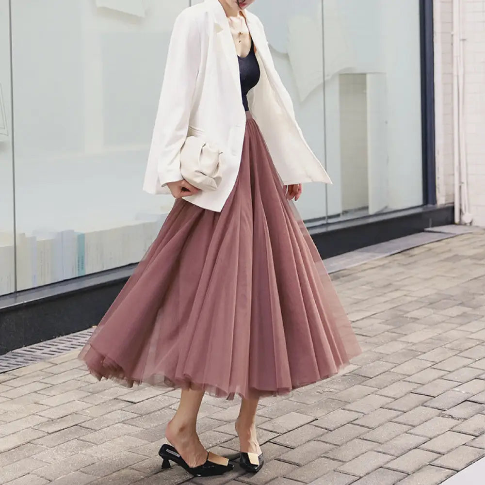 Ethereal Tulle Skirt – Whimsical Romantic Skirt for Parties & Special Occasions | Same ANTHEM - Flesh Red / Free Size