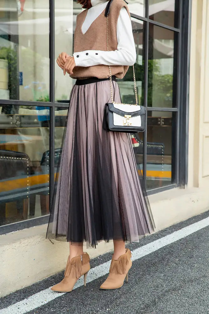 Ethereal Tulle Skirt – Whimsical Romantic Skirt for Parties & Special Occasions | Same ANTHEM - Black Pink / Free Size