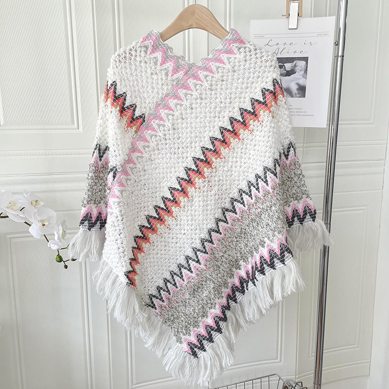 Ethnic Style Shawl Scarf | same ANTHEM. Soulmate Streetwear for Friends & Besties - Rainbow Gray White