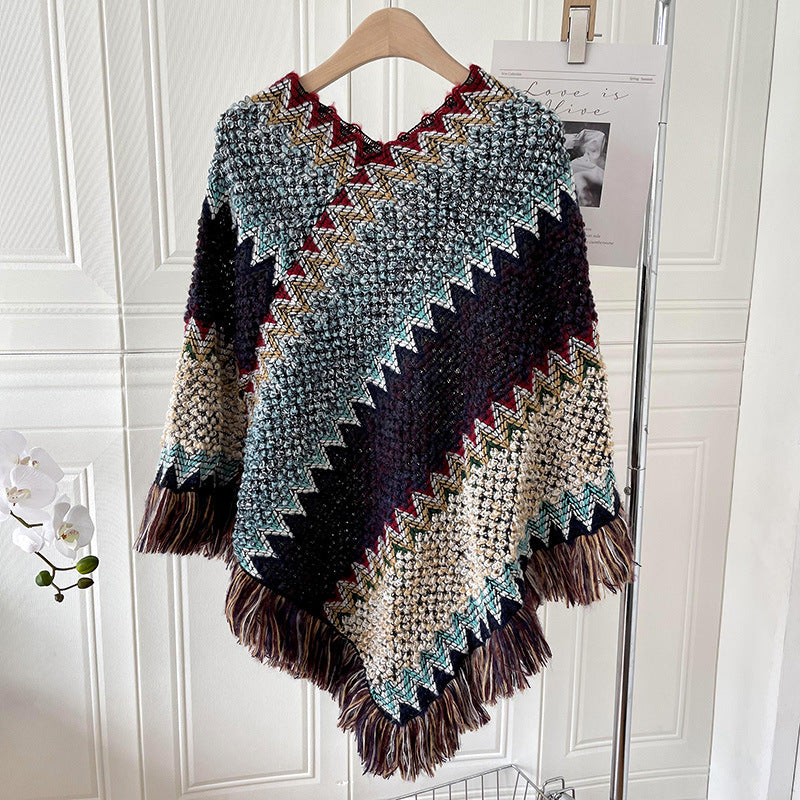 Ethnic Style Shawl Scarf | same ANTHEM. Soulmate Streetwear for Friends & Besties - Rainbow Blue