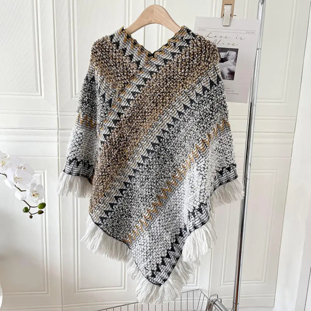 Ethnic Style Shawl Scarf | same ANTHEM. Soulmate Streetwear for Friends & Besties - Rainbow Gray