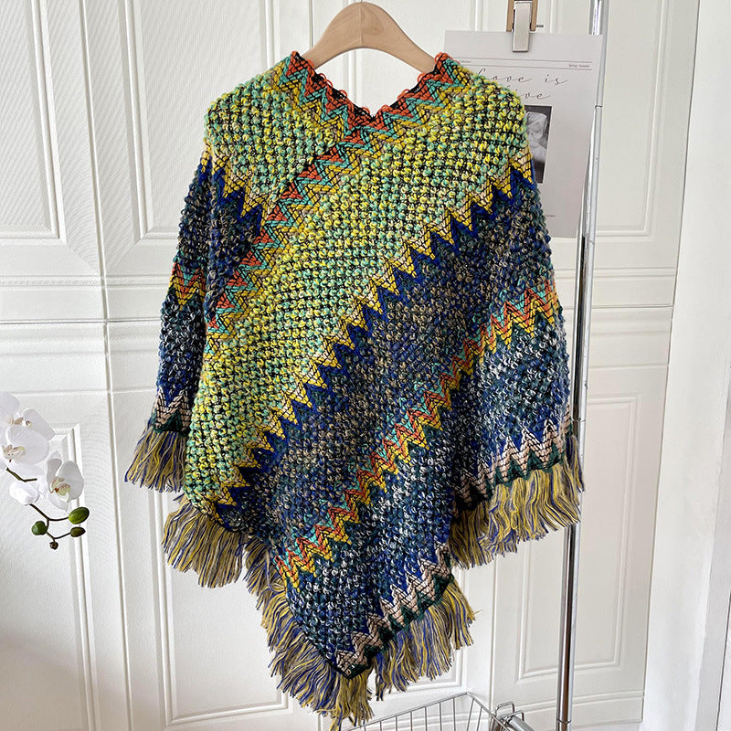 Ethnic Style Shawl Scarf | same ANTHEM. Soulmate Streetwear for Friends & Besties - Rainbow Yellow Blue