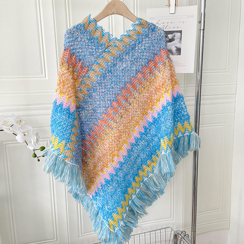 Ethnic Style Shawl Scarf | same ANTHEM. Soulmate Streetwear for Friends & Besties - Rainbow Orange Blue