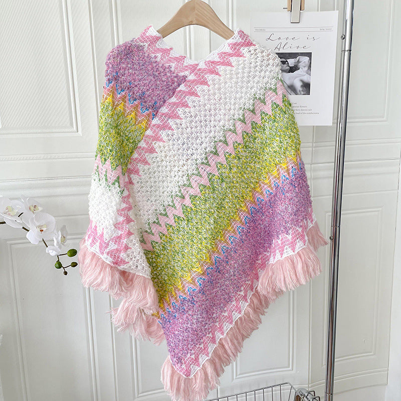 Ethnic Style Shawl Scarf | same ANTHEM. Soulmate Streetwear for Friends & Besties - Rainbow White Purple