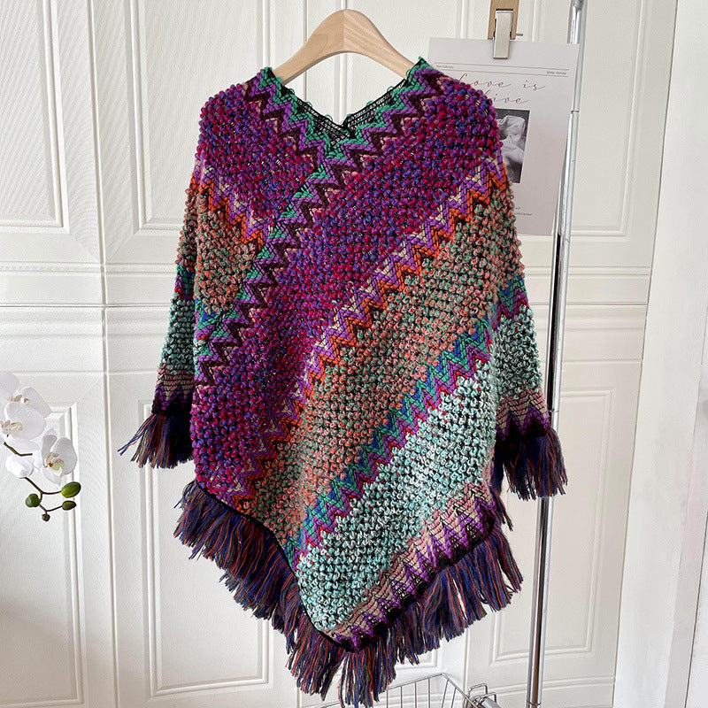 Ethnic Style Shawl Scarf | same ANTHEM. Soulmate Streetwear for Friends & Besties - Rainbow Rose Red