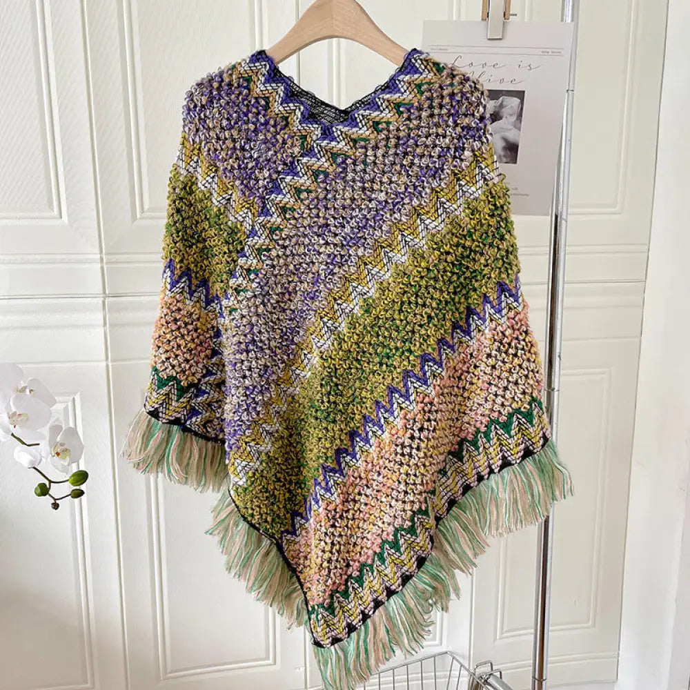 Ethnic Style Shawl Scarf | same ANTHEM. Soulmate Streetwear for Friends & Besties - Rainbow Pink Green