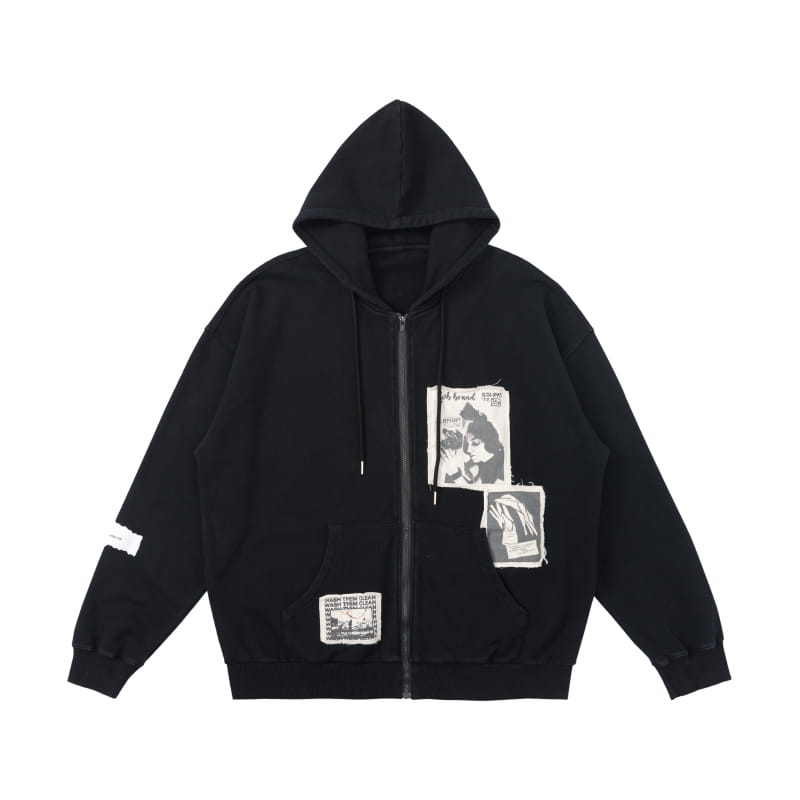 Patched Zipper Hoodie | same ANTHEM.
