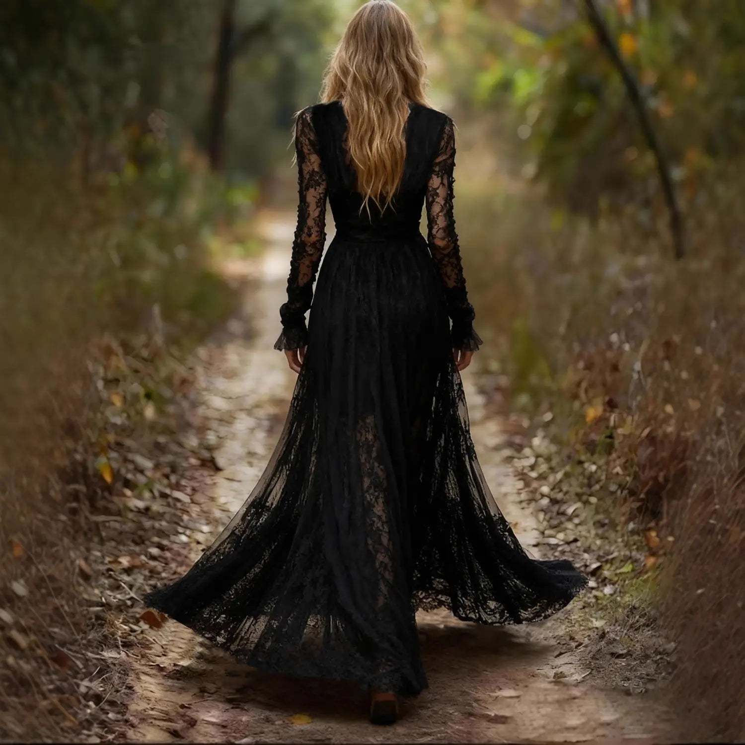 Stylish Long-sleeve V-neck Patchwork Maxi Dress