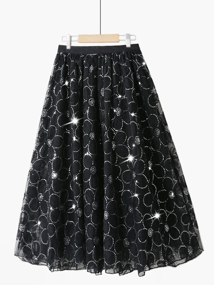 Fairy Sequin Embroidered Skirt | same ANTHEM® - black / L