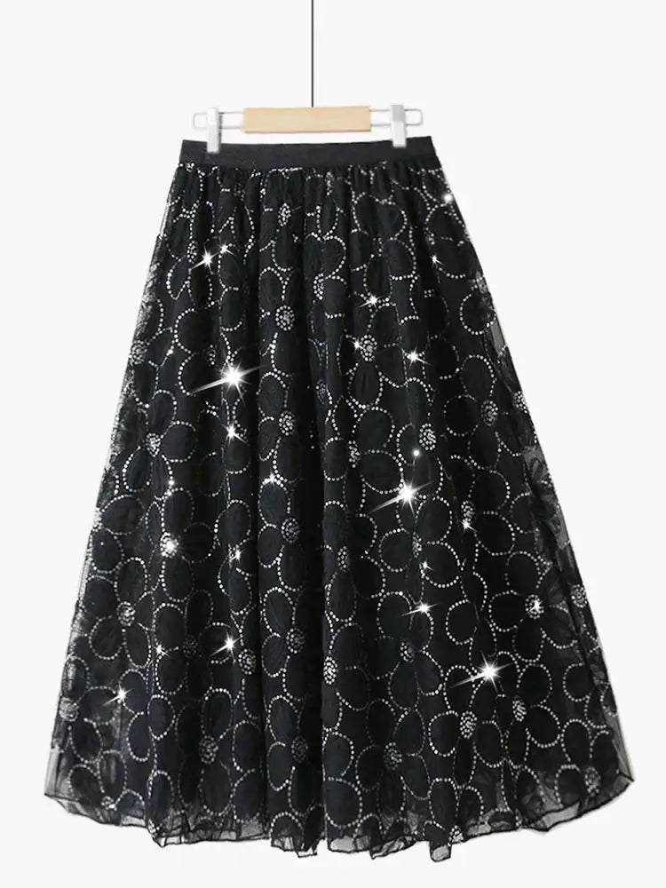 Fairy Sequin Embroidered Skirt | same ANTHEM® - black / L