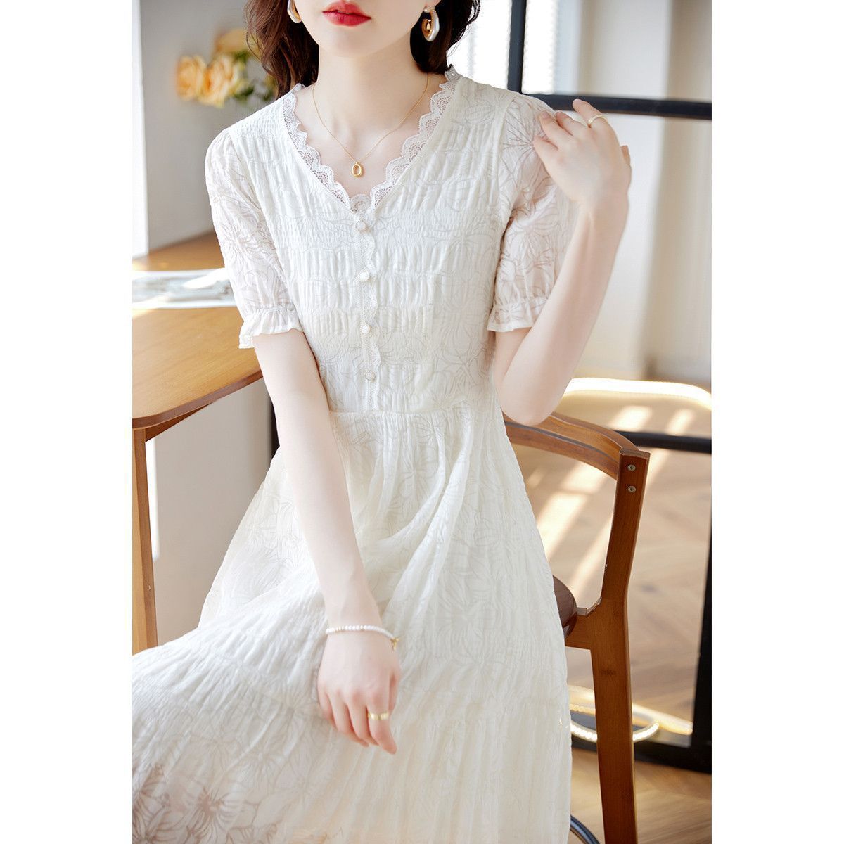Fairy Style V-neck Lace Stitching Dress | Romantic & Dreamy Women’s Dress | Same Anthem