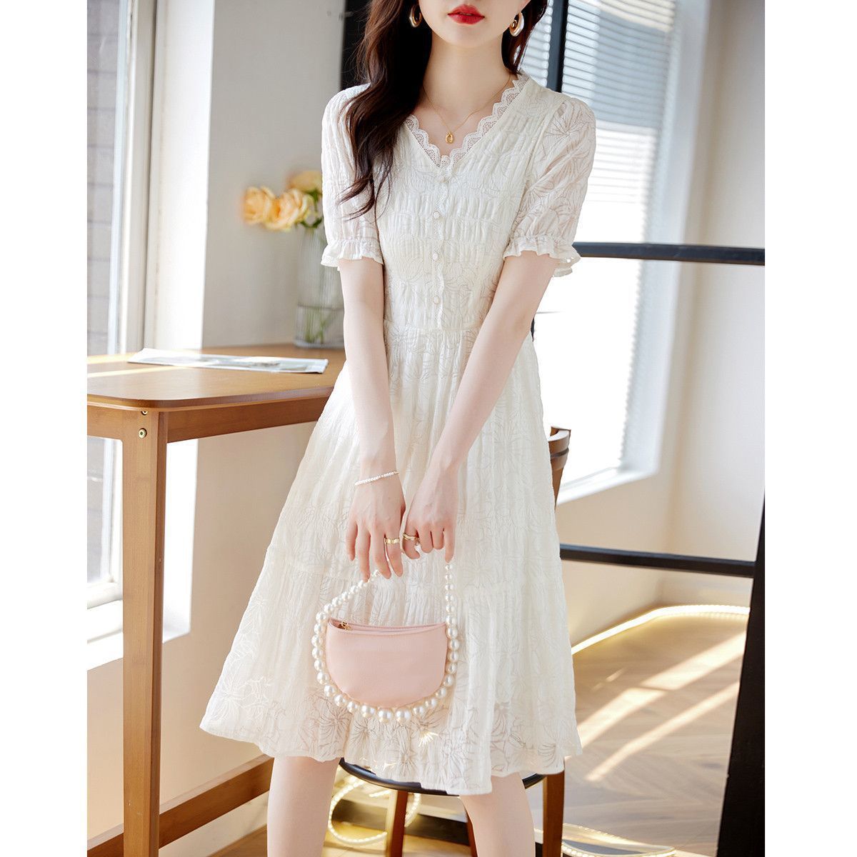 Fairy Style V-neck Lace Stitching Dress | Romantic & Dreamy Women’s Dress | Same Anthem