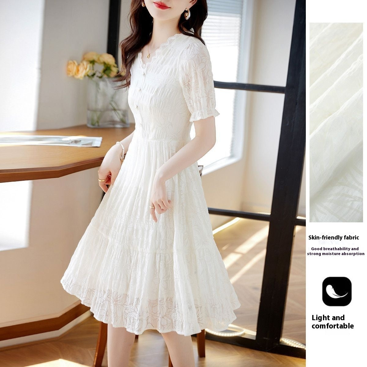 Fairy Style V-neck Lace Stitching Dress | Romantic & Dreamy Women’s Dress | Same Anthem
