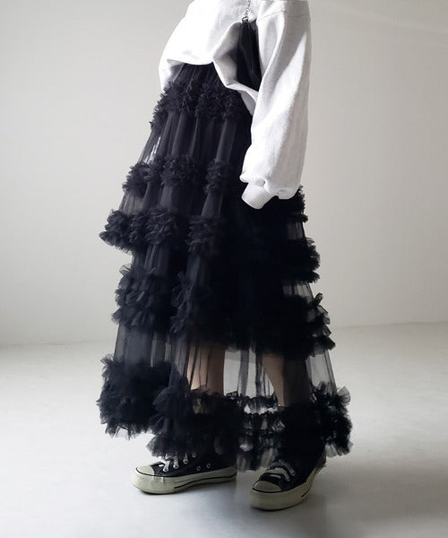 Fairytale Mesh Skirt – dreamy Japanese streetwear | same ANTHEM. - black / one size