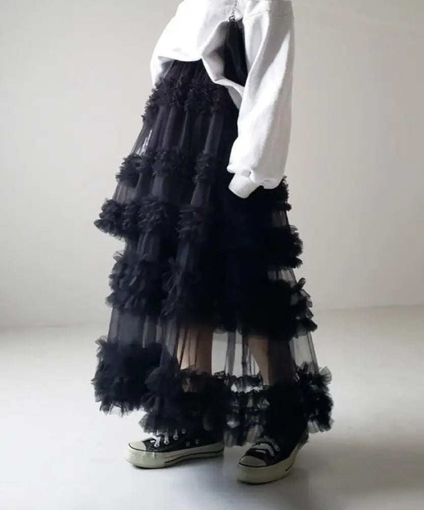Fairytale Mesh Skirt – dreamy Japanese streetwear | same ANTHEM. - black / one size