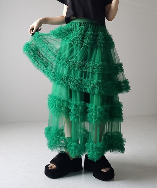 Fairytale Mesh Skirt – dreamy Japanese streetwear | same ANTHEM. - green / one size