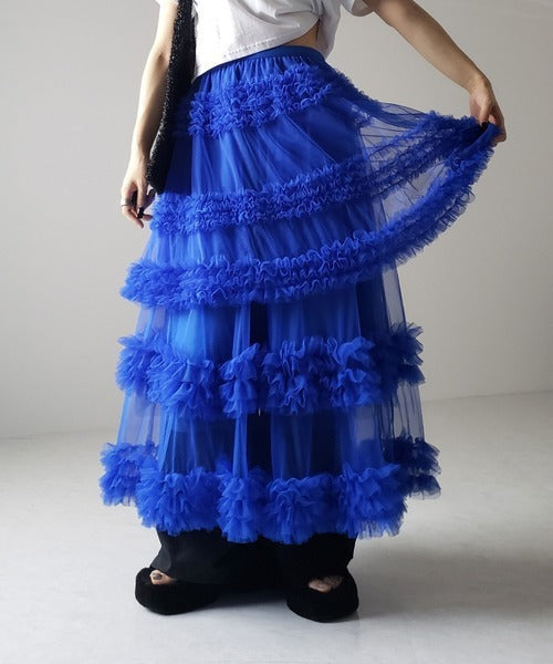 Fairytale Mesh Skirt – dreamy Japanese streetwear | same ANTHEM. - blue / one size