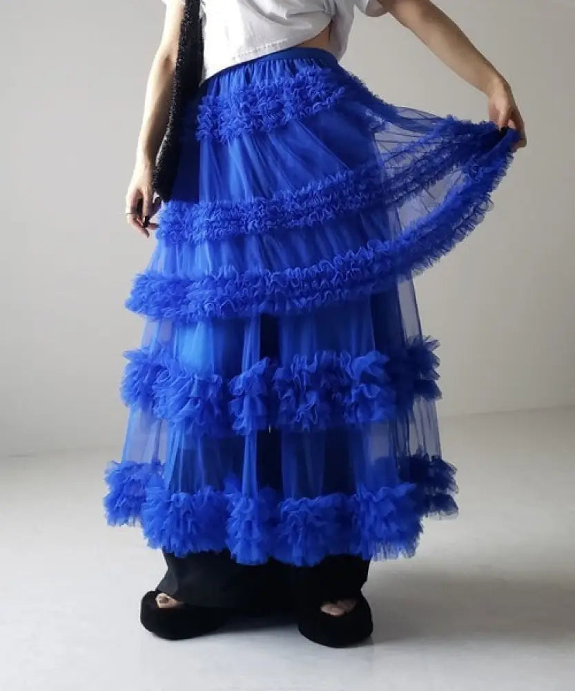 Fairytale Mesh Skirt – dreamy Japanese streetwear | same ANTHEM. - blue / one size