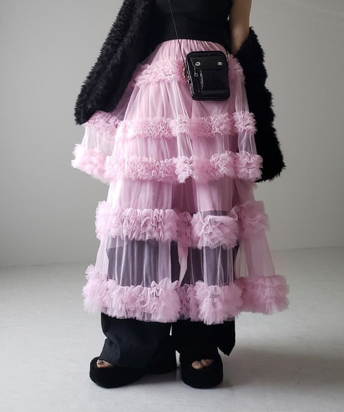 Fairytale Mesh Skirt – dreamy Japanese streetwear | same ANTHEM. - pink / one size