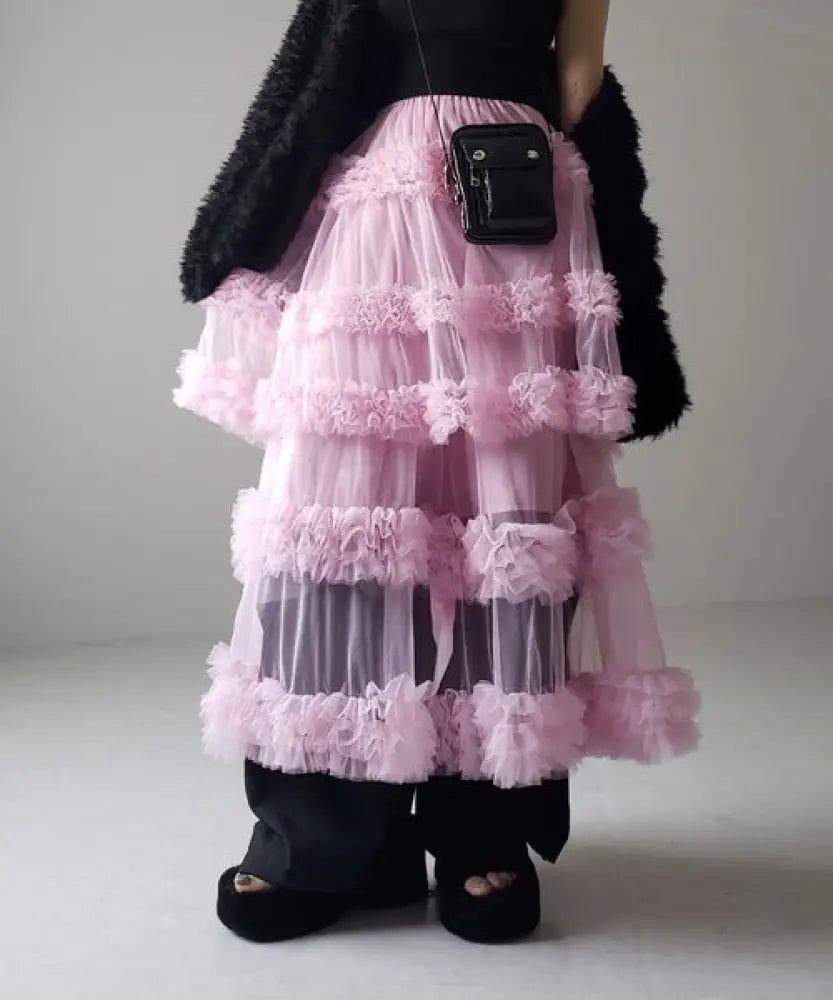 Fairytale Mesh Skirt – dreamy Japanese streetwear | same ANTHEM. - pink / one size