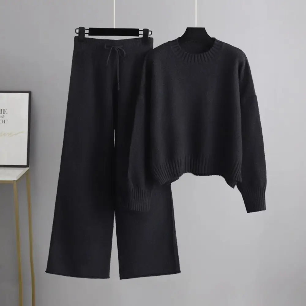 Fashion Casual Knitting Suit Pants | Korean Style Loose Women’s Pants | same ANTHEM - Black / L - Korean suit