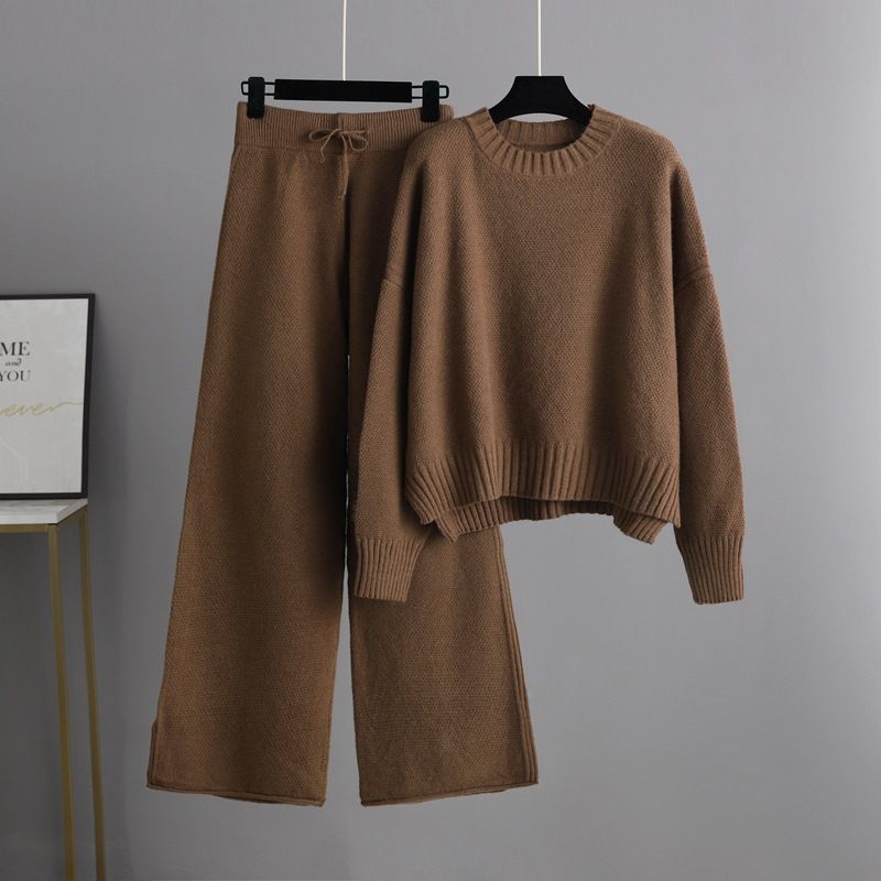 Fashion Casual Knitting Suit Pants | Korean Style Loose Women’s Pants | same ANTHEM - Brown / L - Korean suit