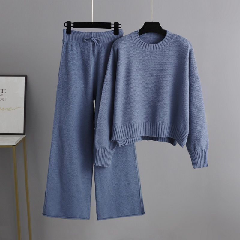 Fashion Casual Knitting Suit Pants | Korean Style Loose Women’s Pants | same ANTHEM - Sapphire Blue / L - Korean suit