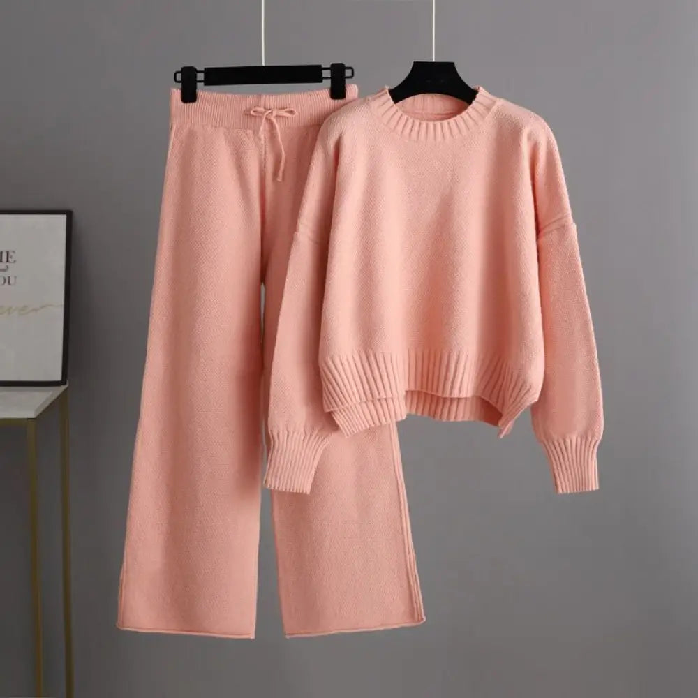 Fashion Casual Knitting Suit Pants | Korean Style Loose Women’s Pants | same ANTHEM - Pink / L - Korean suit