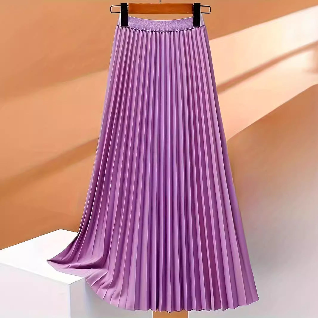 Fashion Women Solid Color Pleated Skirt – Made for Lovers & Friends | Wear Your Style Sing the Same - Purple / 2XL