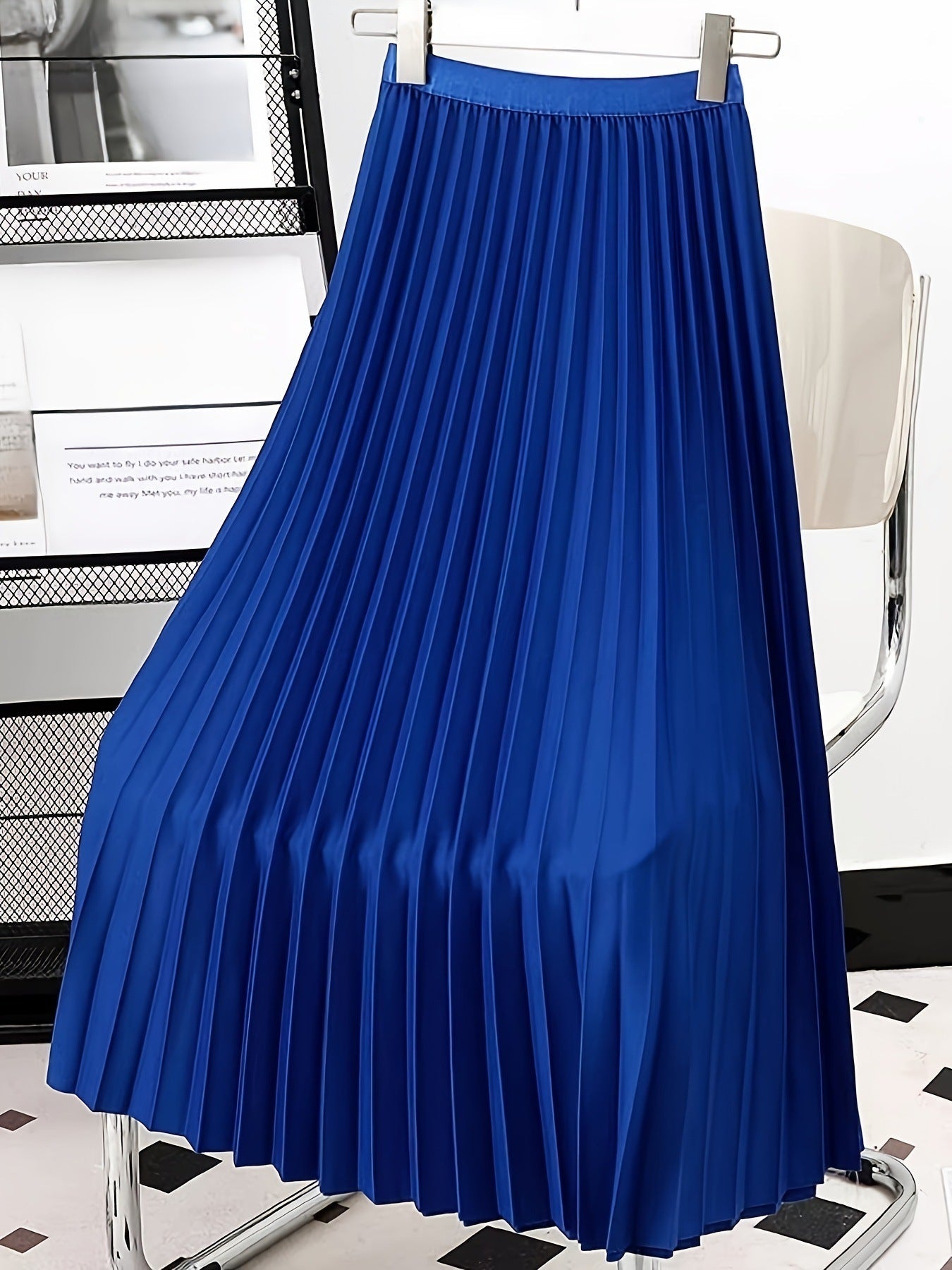 Fashion Women Solid Color Pleated Skirt – Made for Lovers & Friends | Wear Your Style Sing the Same - Blue / 2XL