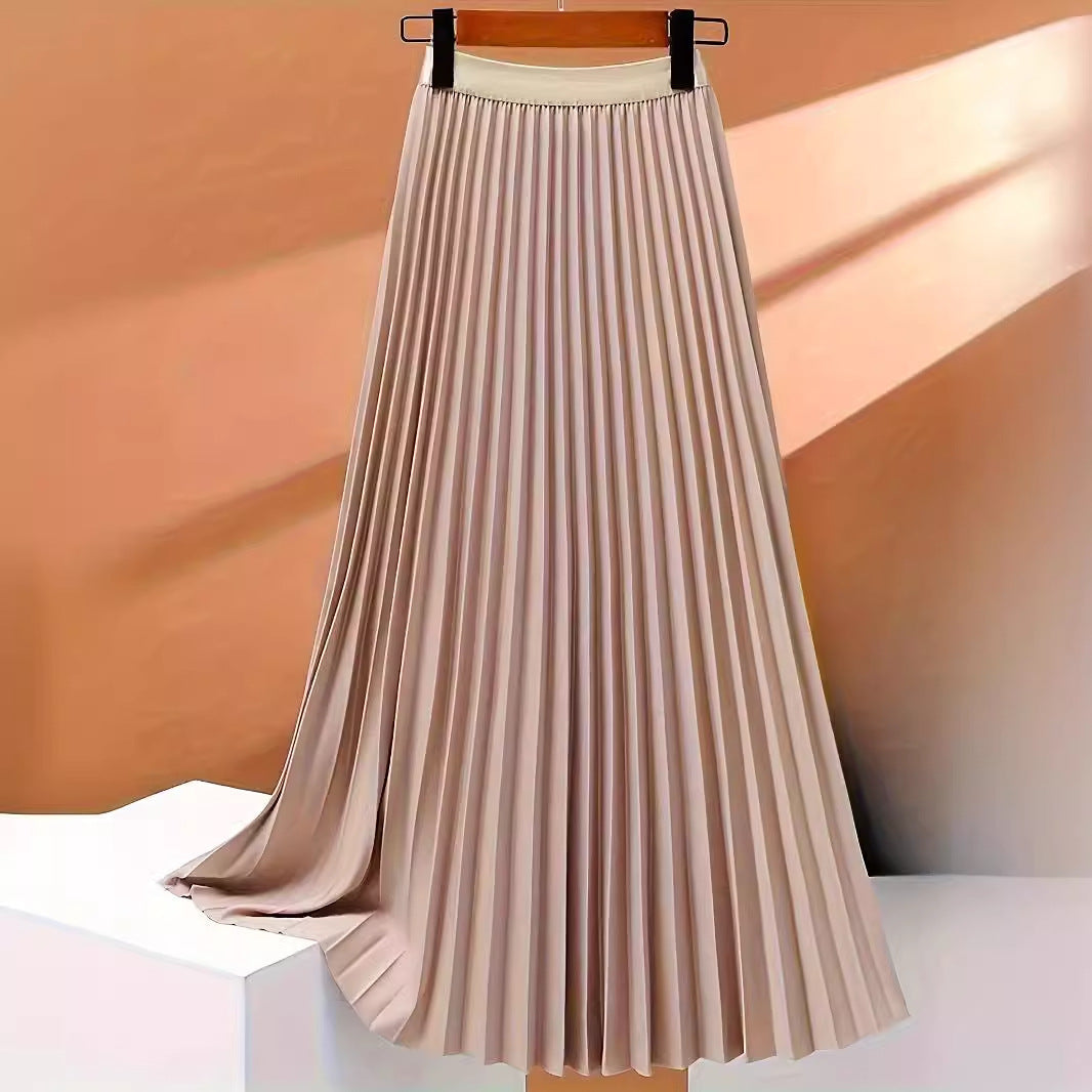 Fashion Women Solid Color Pleated Skirt – Made for Lovers & Friends | Wear Your Style Sing the Same - Khaki / 2XL