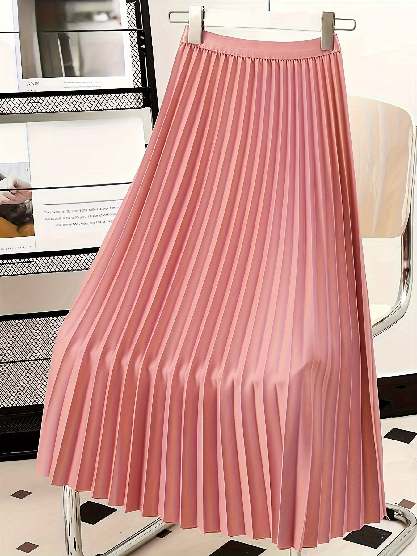Fashion Women Solid Color Pleated Skirt – Made for Lovers & Friends | Wear Your Style Sing the Same - Pink / 2XL