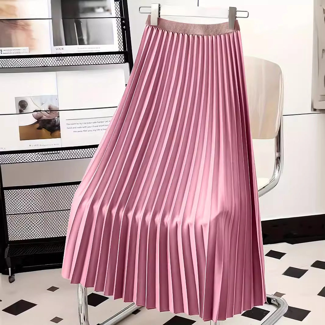Fashion Women Solid Color Pleated Skirt – Made for Lovers & Friends | Wear Your Style Sing the Same - Pink Color / 2XL