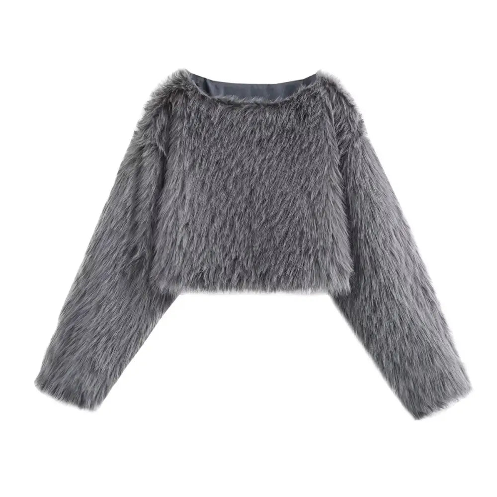 Faux Fur Pullover Top Women | Cozy Streetwear | same ANTHEM. - gray / S