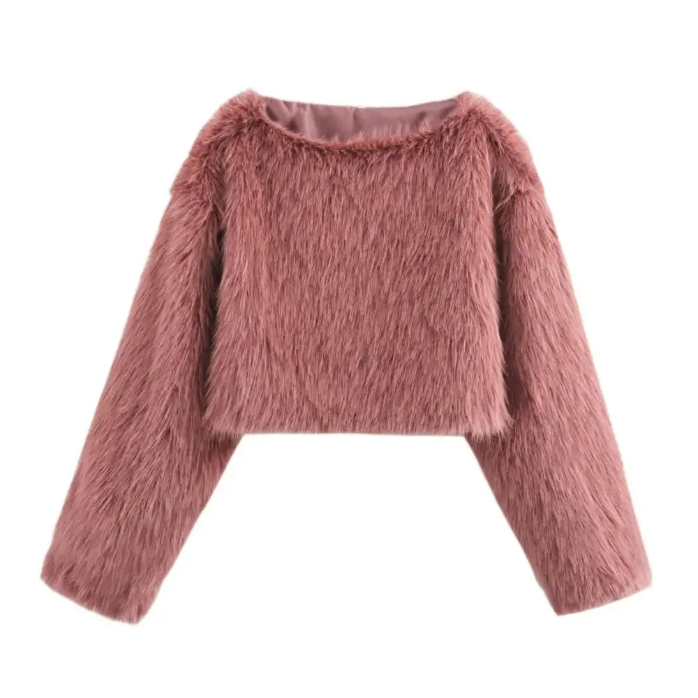 Faux Fur Pullover Top Women | Cozy Streetwear | same ANTHEM. - pink / S