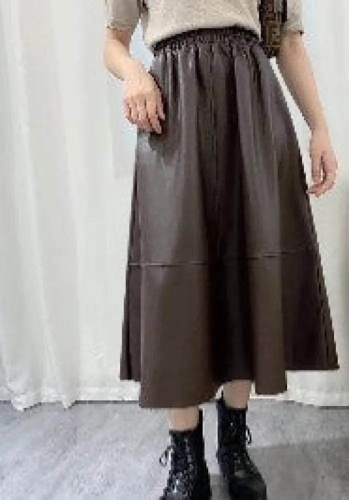 Faux Leather A-Line Midi Skirt – Vintage Chic for Soulmates | same ANTHEM.