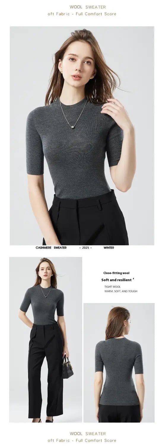Woolen Turtleneck Short Sweater | same ANTHEM.