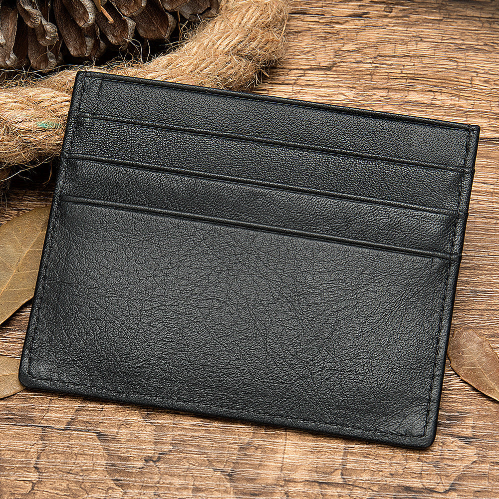 First Layer Cowhide Card Holder – same ANTHEM. Minimalist Fashion Accessory - Black