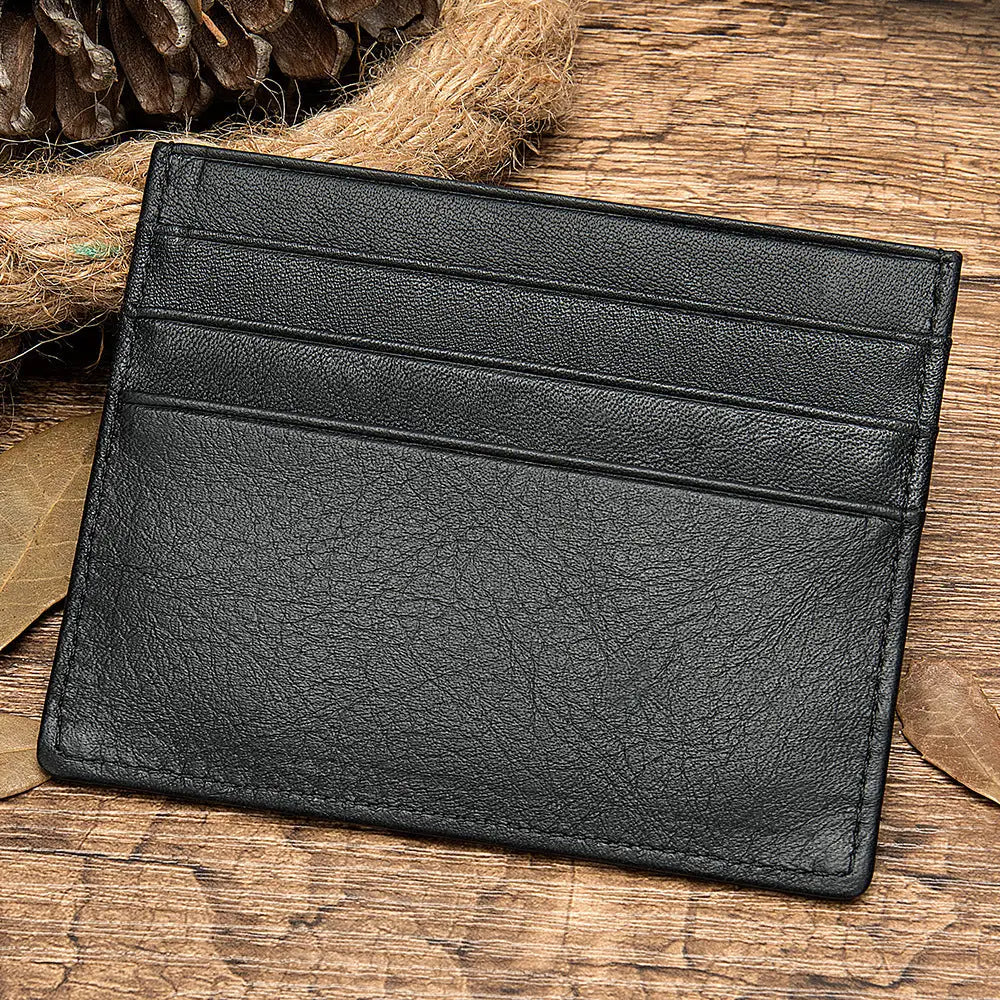 First Layer Cowhide Card Holder – same ANTHEM. Minimalist Fashion Accessory - Black