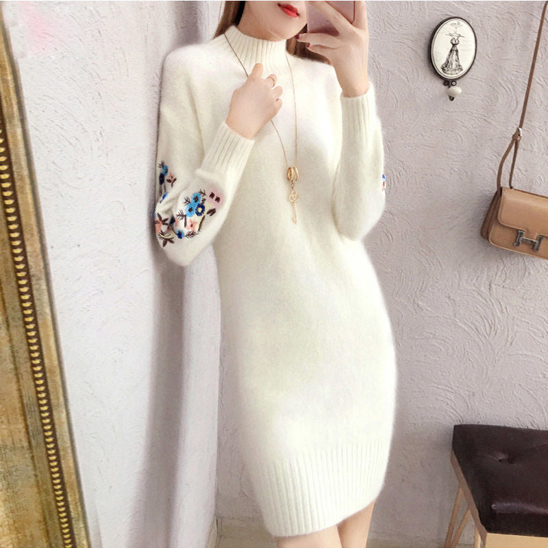 Fleece-Lined Woolen Winter Dress | Romantic French Style Cozy Dress | same ANTHEM - 41 Beige / 3XL