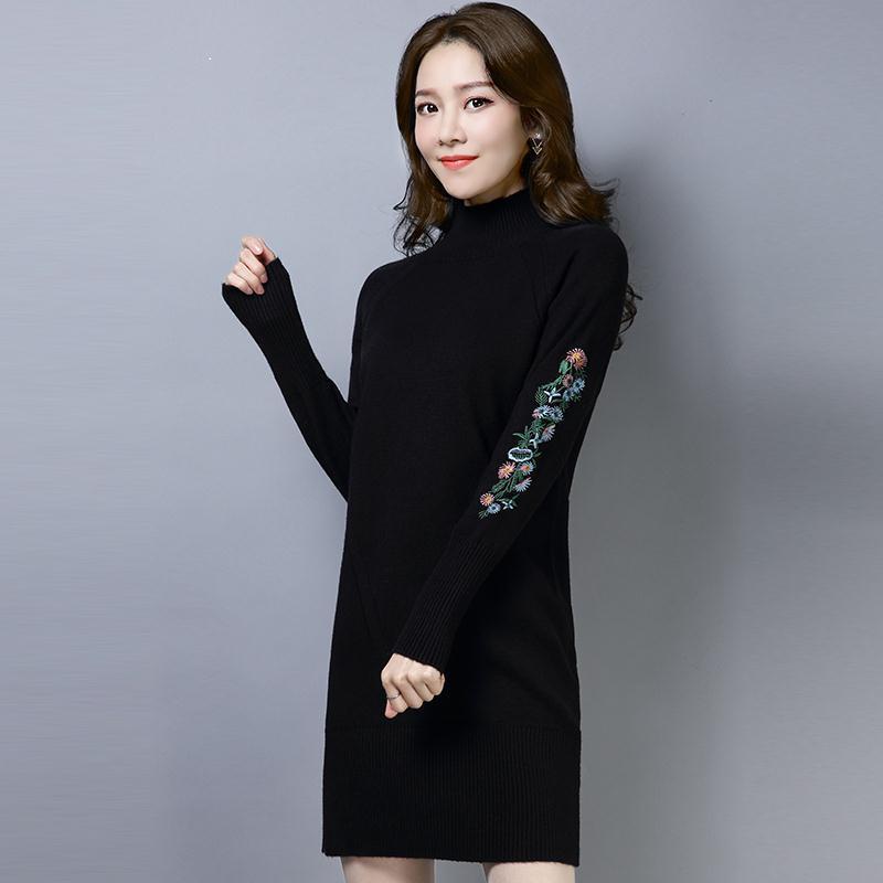 Fleece-Lined Woolen Winter Dress | Romantic French Style Cozy Dress | same ANTHEM - D42 Black / 3XL