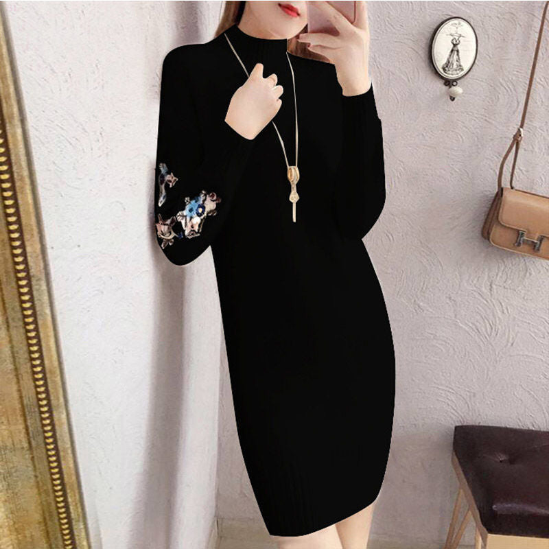 Fleece-Lined Woolen Winter Dress | Romantic French Style Cozy Dress | same ANTHEM - 41 Black / 3XL