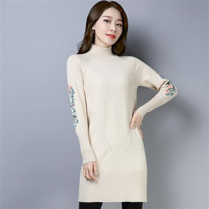 Fleece-Lined Woolen Winter Dress | Romantic French Style Cozy Dress | same ANTHEM - D42 Beige / 3XL