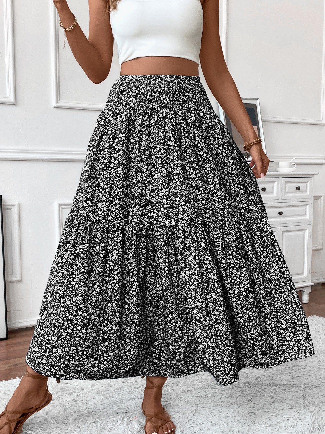 Floral Three-layer Long Patchwork Skirt – Made for Lovers & Friends | Wear Your Style Sing the Same Anthem - Black