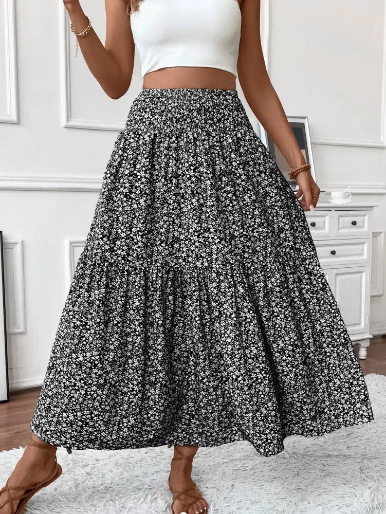 Floral Three-layer Long Patchwork Skirt – Made for Lovers & Friends | Wear Your Style Sing the Same Anthem - Black