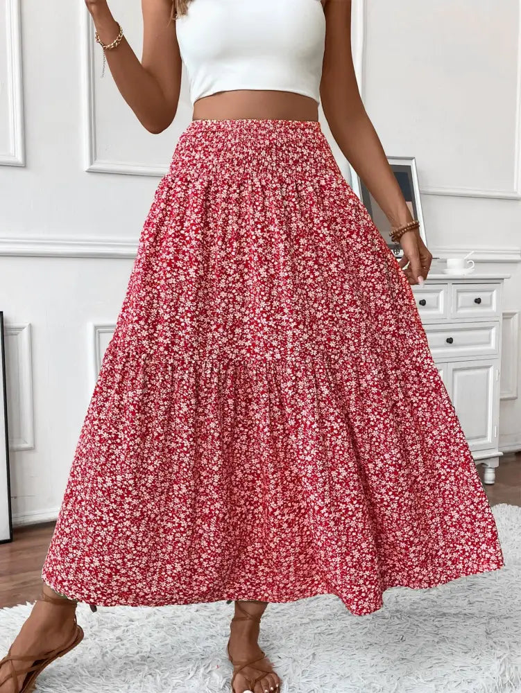 Floral Three-layer Long Patchwork Skirt – Made for Lovers & Friends | Wear Your Style Sing the Same Anthem - Red Flower