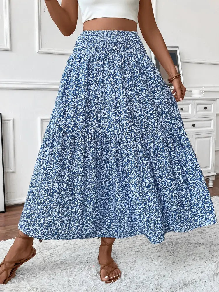 Floral Three-layer Long Patchwork Skirt – Made for Lovers & Friends | Wear Your Style Sing the Same Anthem - Blue